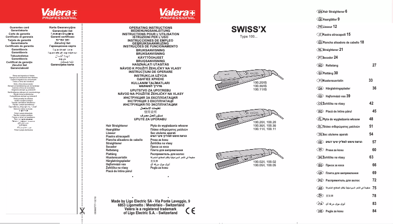 Page 1 de la notice Manuel utilisateur Valera Swiss'X Super Brush & Shine 100.20/IS
