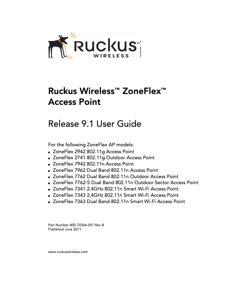 Page 1 de la notice Manuel utilisateur Ruckus Wireless ZoneFlex 2942