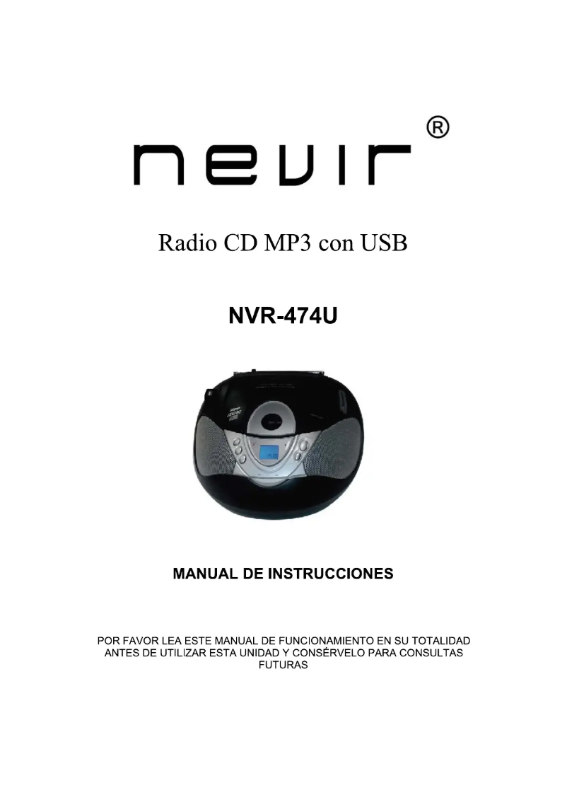 Page n°1 - Manuel utilisateur Nevir NVR-474U