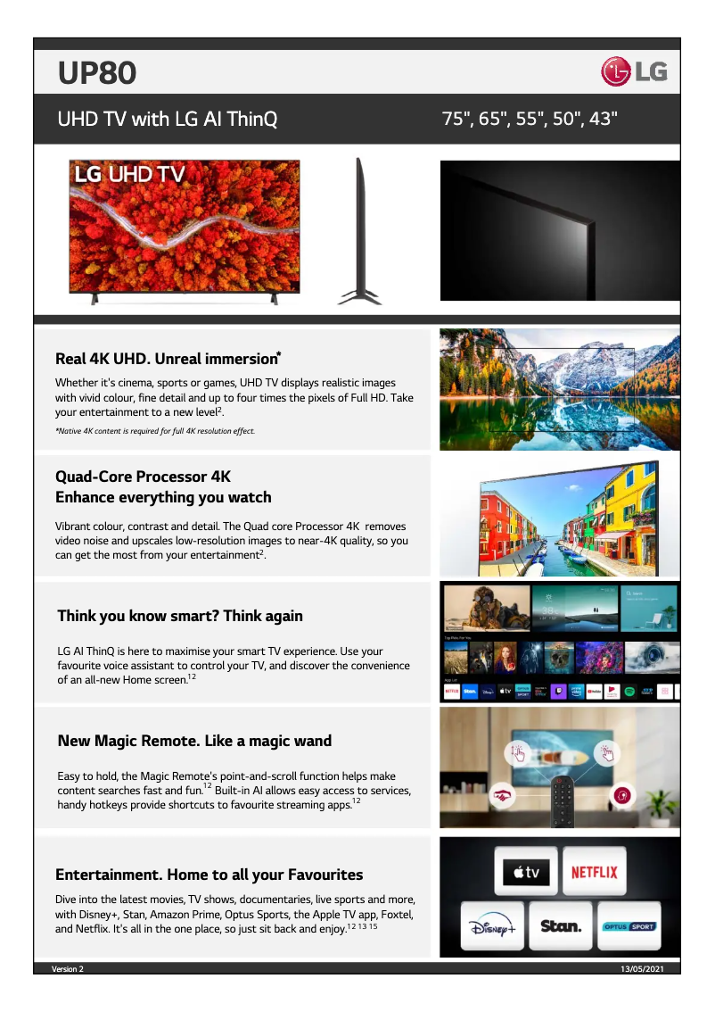 Image de la première page du manuel de l'appareil 43UP8000PTB