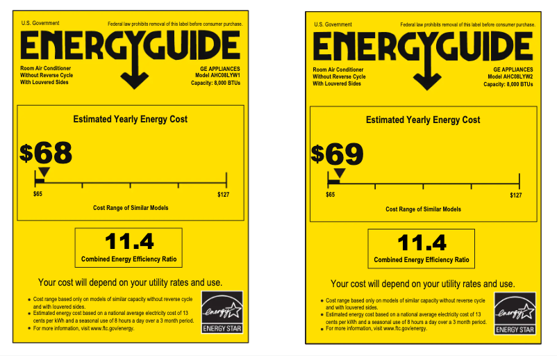 Page n°1 - Label énergétique GE AHC08LY