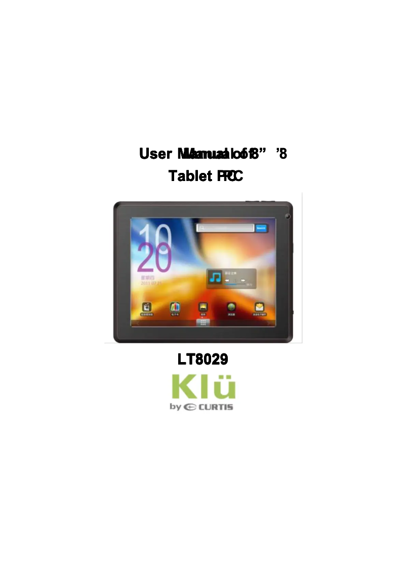 Page n°1 - Manuel utilisateur Curtis Klü LT8029