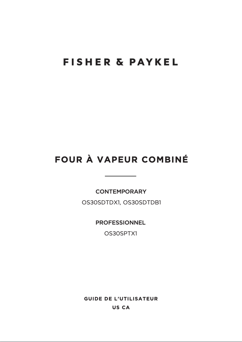 Page 1 de la notice Manuel utilisateur Fisher & Paykel OS30SPTX1