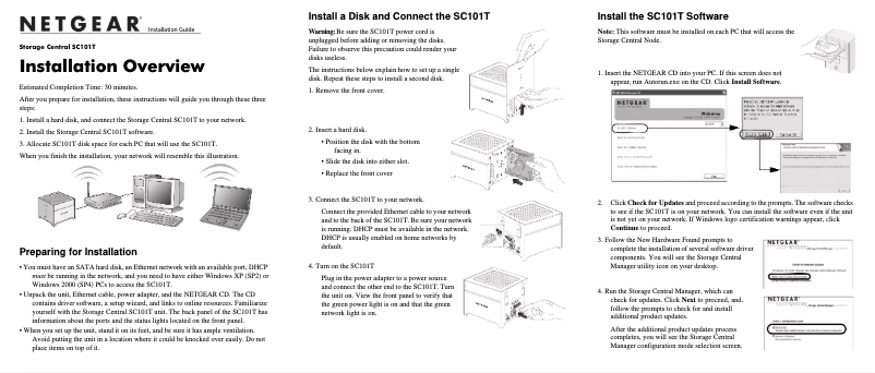 Página 1 del manual Guía de instalación Netgear SC101T
