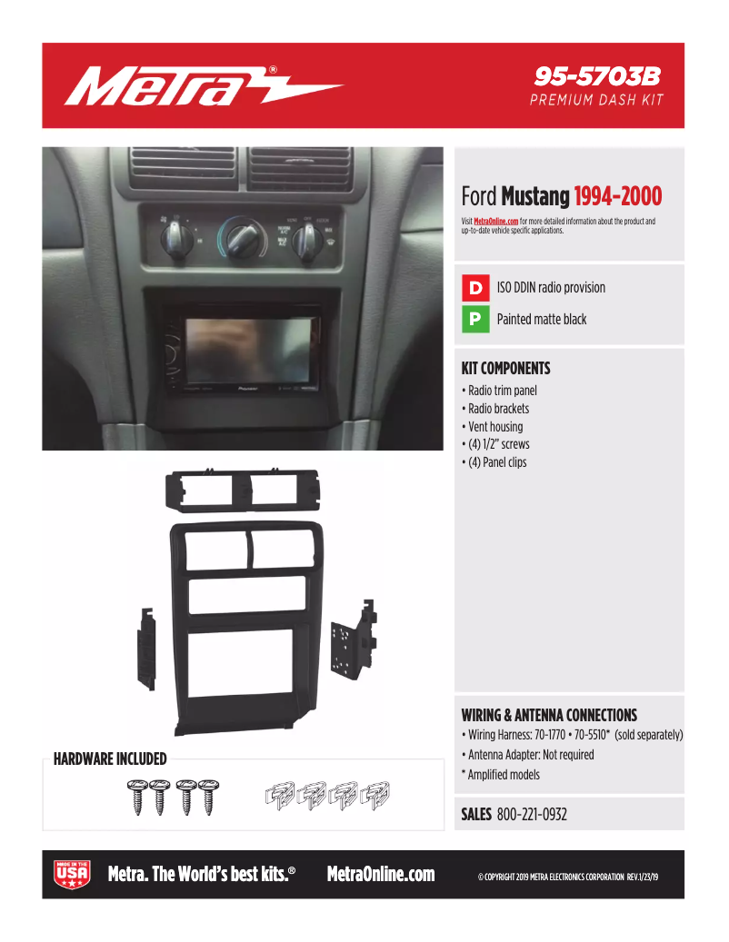 Page n°1 - Fiche technique Metra 95-5703B