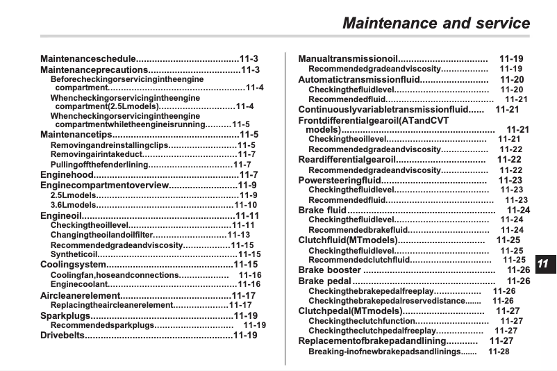 Page 1 de la notice Manuel d'utilisation et d'entretien Subaru Outback (2014)
