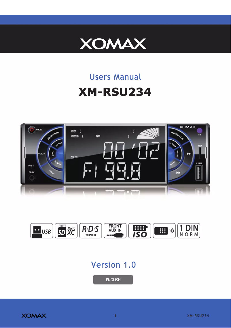 Page 1 de la notice Manuel utilisateur Xomax XM-RSU234