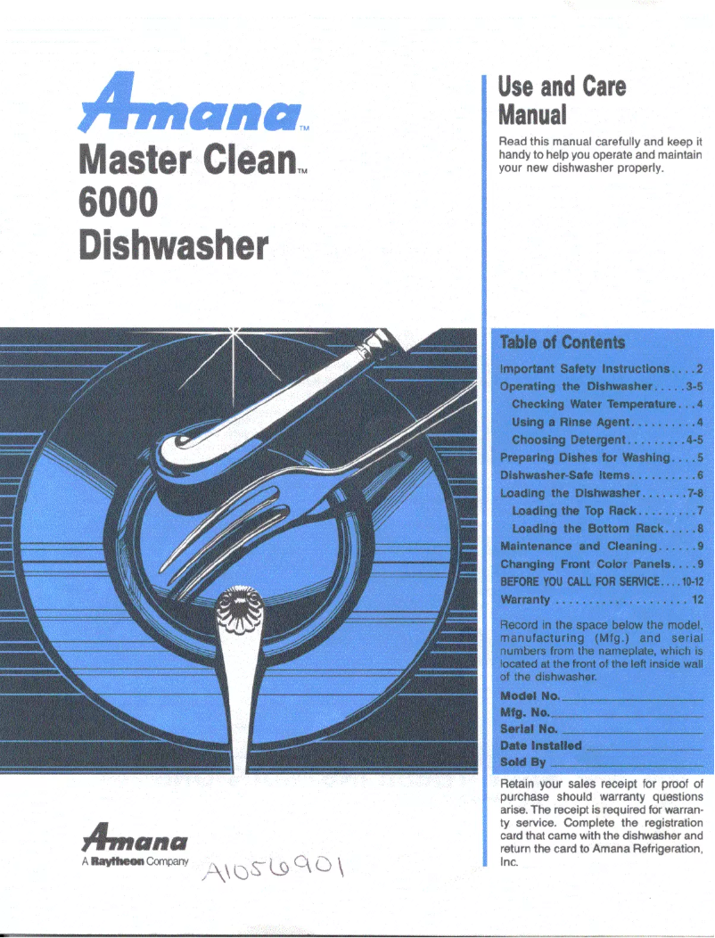 Page 1 de la notice Manuel utilisateur Amana Master Clean 6000