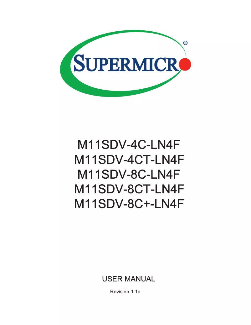 Page 1 de la notice Manuel utilisateur Supermicro M11SDV-8CT-LN4F