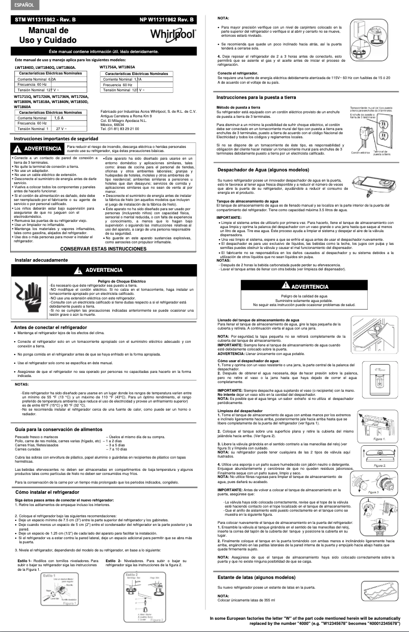 Imagen de la primera página del manual del dispositivo WT1756A