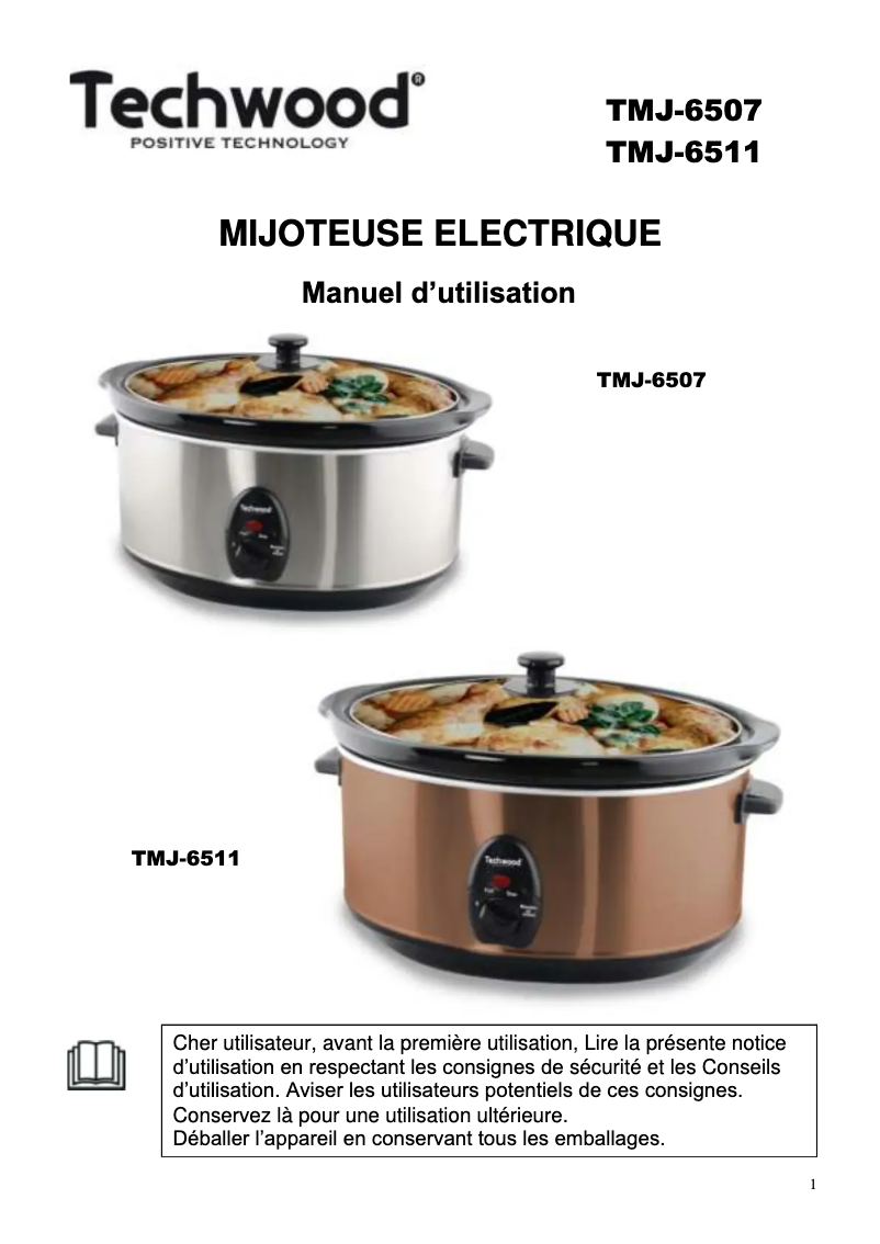 Page 1 de la notice Manuel utilisateur Techwood TMJ-6507