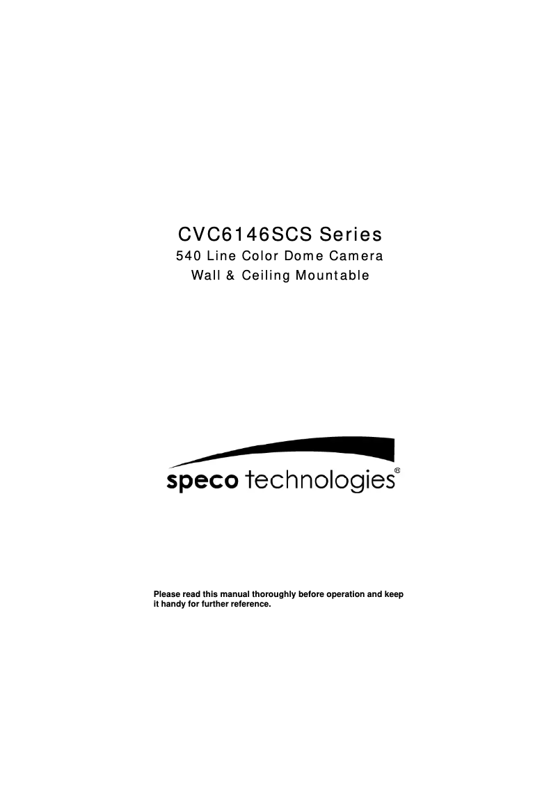 Page 1 de la notice Manuel utilisateur Speco Technologies CVC6146SCSFF