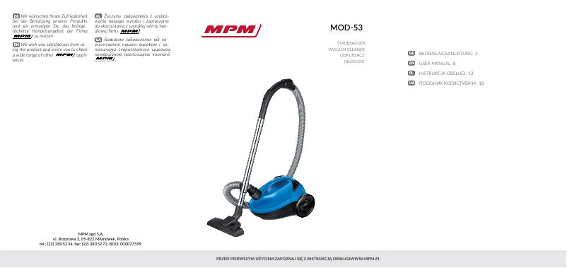 Page 1 de la notice Manuel utilisateur MPM MOD-53