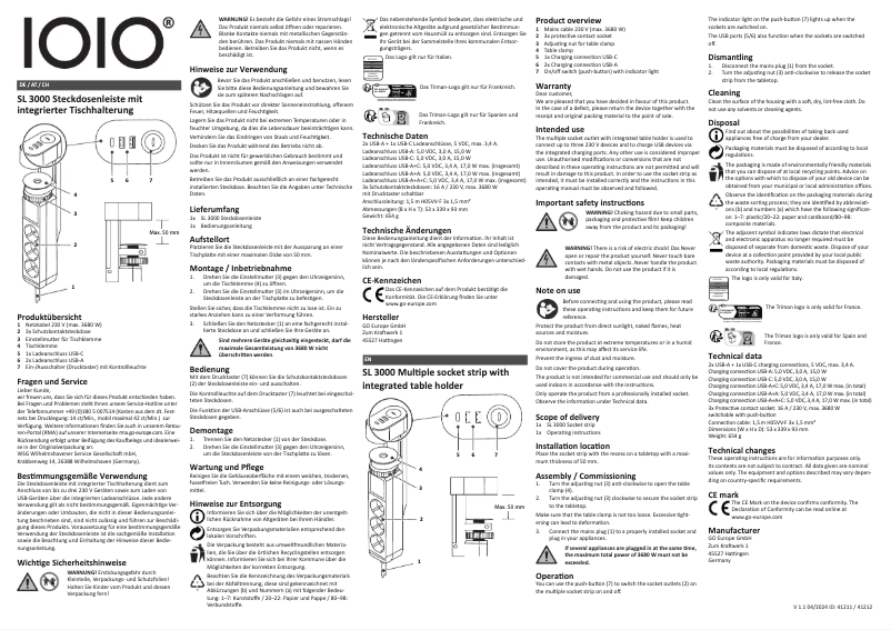 Image de la première page du manuel de l'appareil SL 3000