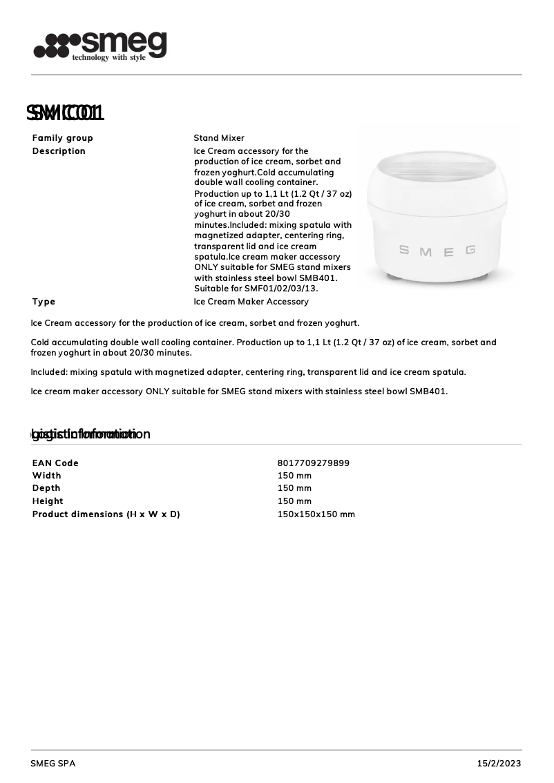 Page n°1 - Brochure Smeg SMIC01