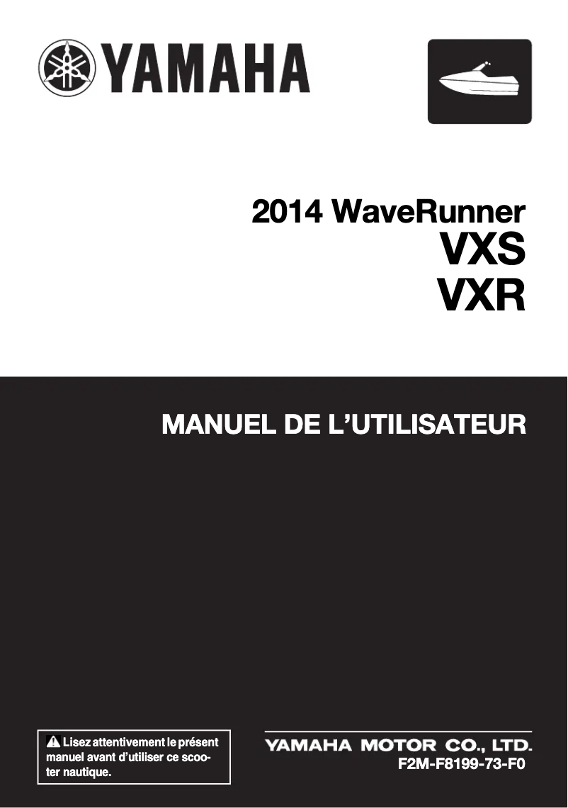 Page 1 of the manual User Manual Yamaha WaveRunner VXS (2014)