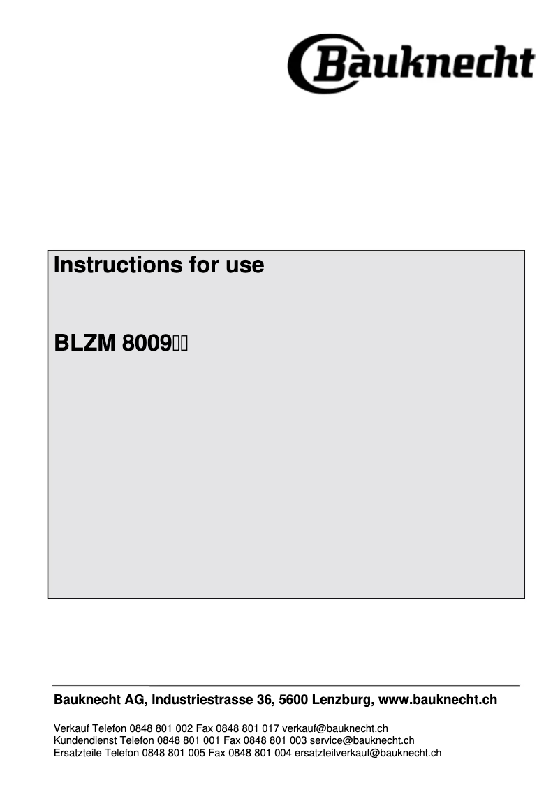 Image de la première page du manuel de l'appareil BLZM 8009