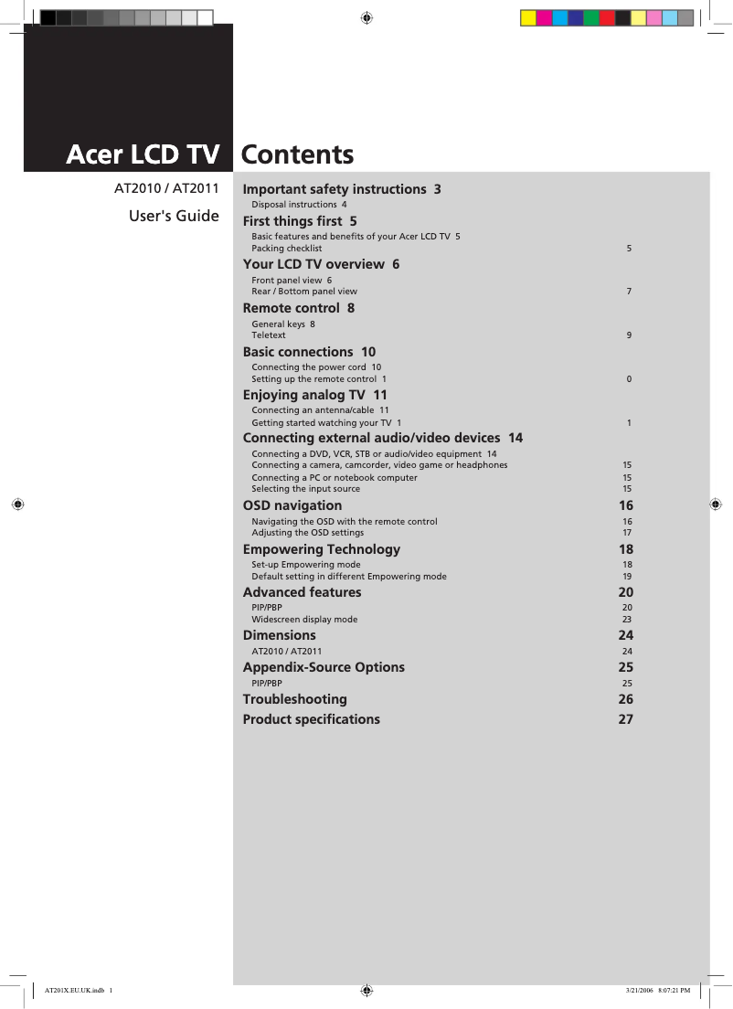 Imagen de la primera página del manual del dispositivo AT2010