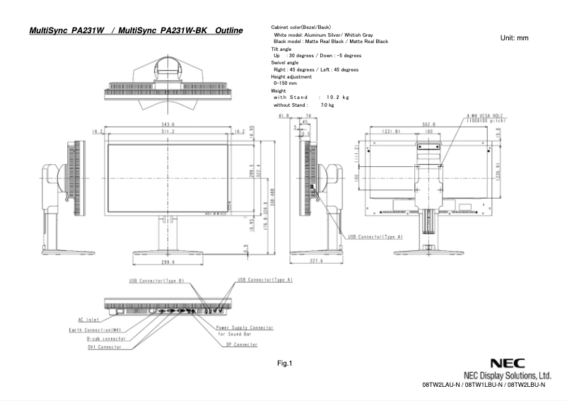Página 1 del manual Dibujo técnico NEC SpectraView 232