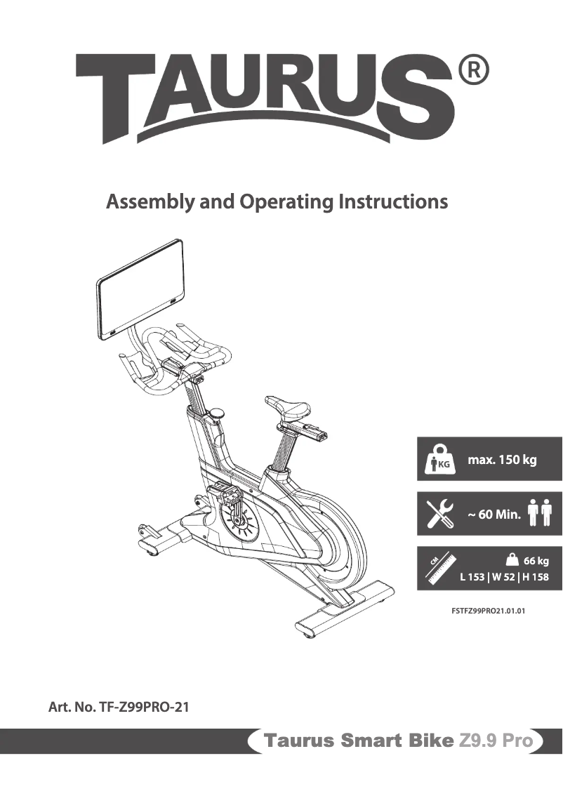 Page 1 de la notice Manuel utilisateur Taurus Smart Bike Z9.9 Pro