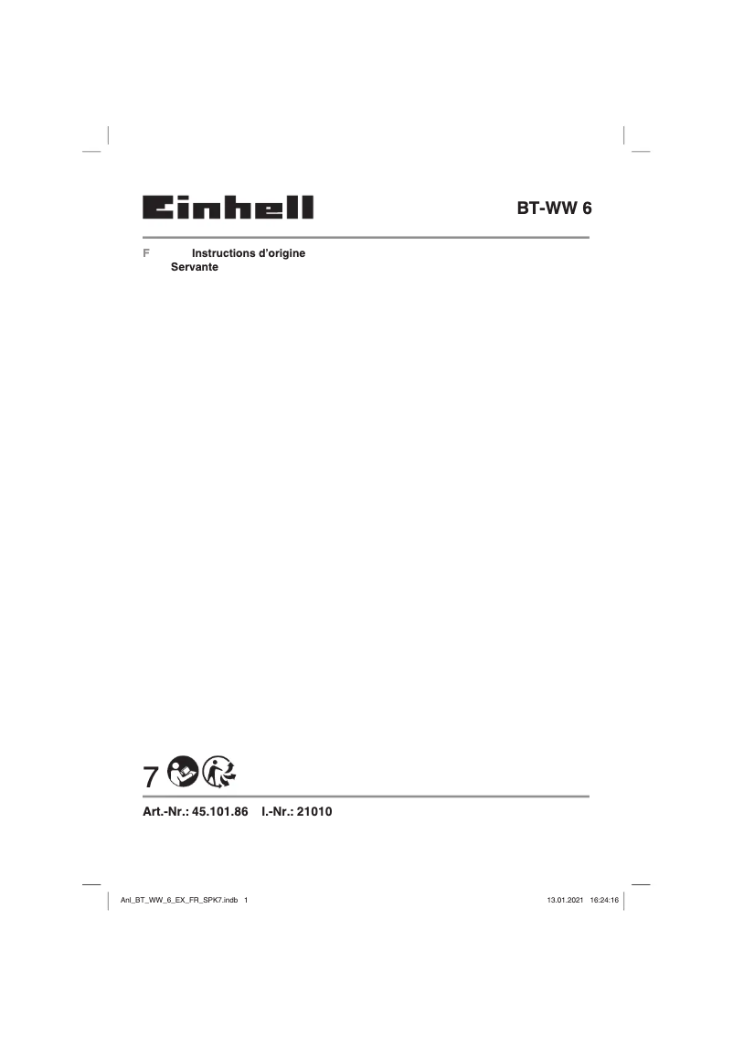 Página 1 del manual Manual de usuario Einhell BT-WW 6