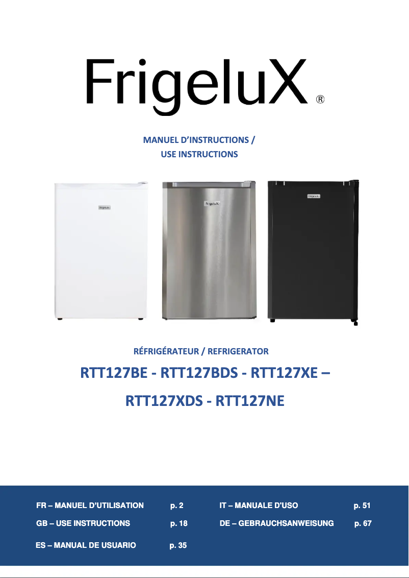 Página 1 del manual Manual de usuario FrigeluX RTT127NE