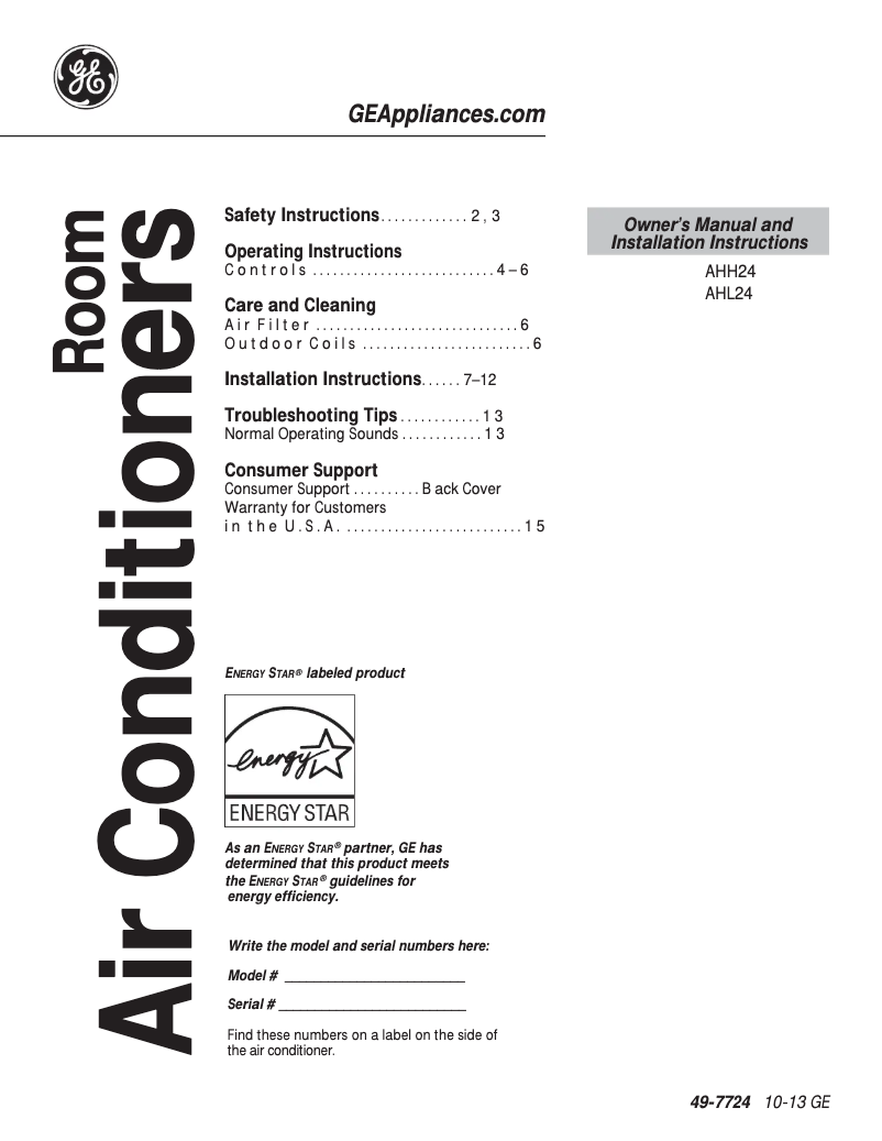 Image de la première page du manuel de l'appareil AHH24DS
