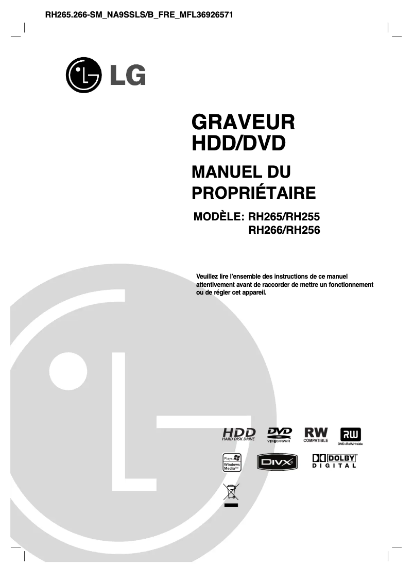 Página 1 del manual Manual de usuario LG RH256