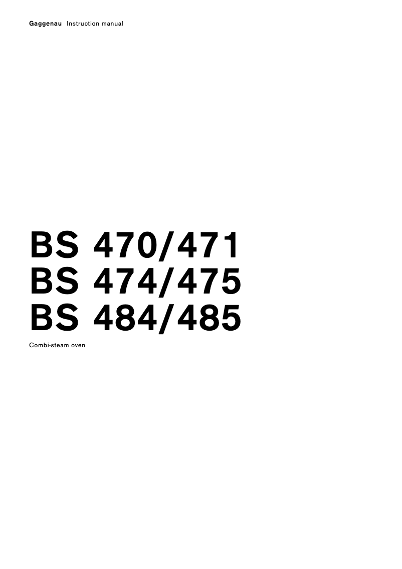 Page n°1 - Manuel utilisateur Gaggenau BS471110