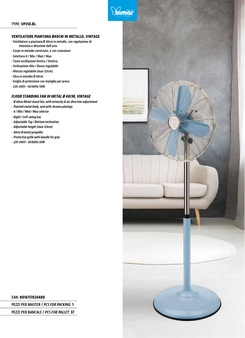 Page n°1 - Fiche technique Bimar VP310