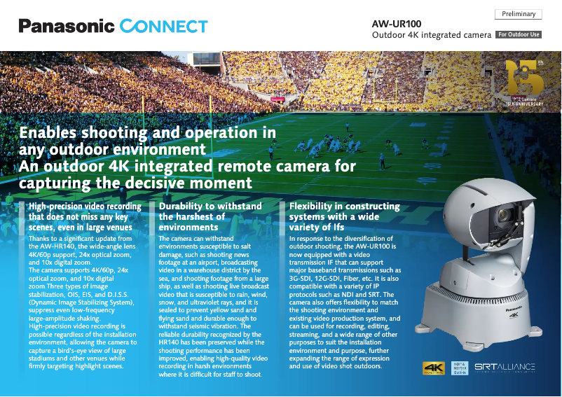 Page 1 de la notice Manuel utilisateur Panasonic AW-UR100