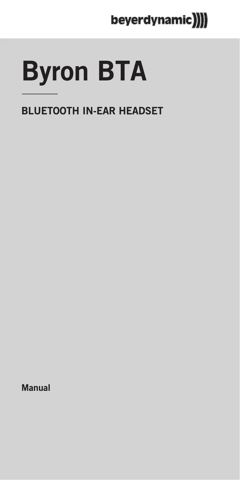 Page 1 de la notice Manuel utilisateur Beyerdynamic Byron BTA