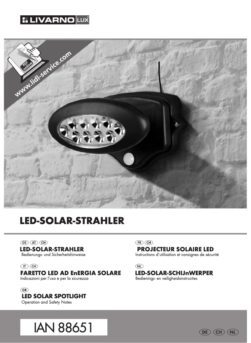 Page 1 de la notice Manuel utilisateur Livarno Lux IAN 88651