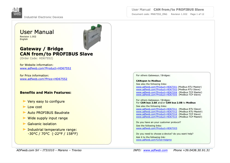 Image de la première page du manuel de l'appareil HD67552