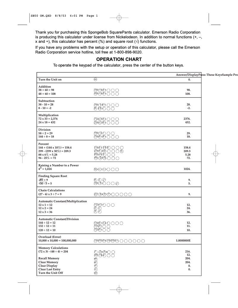 Page n°1 - Manuel utilisateur Emerson SB50
