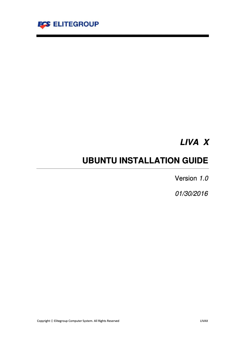 Page n°1 - Manuel utilisateur ECS Liva X