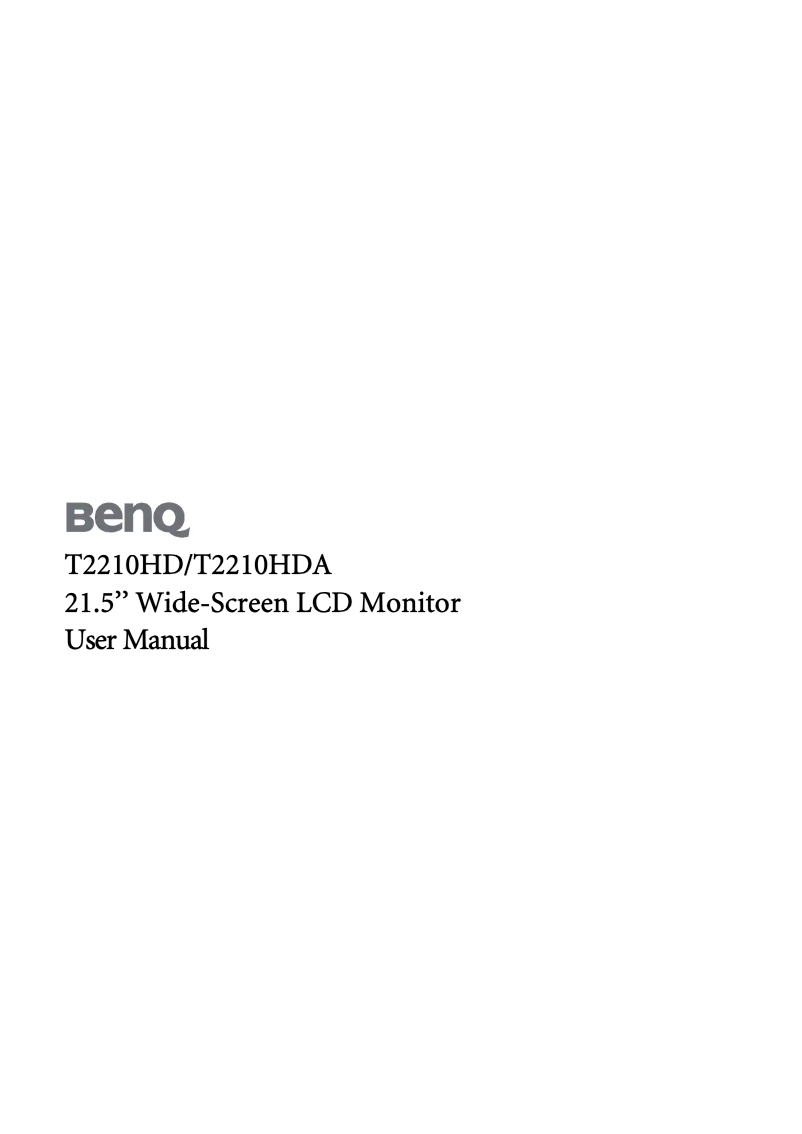 Page n°1 - Manuel utilisateur BenQ T2210HDA