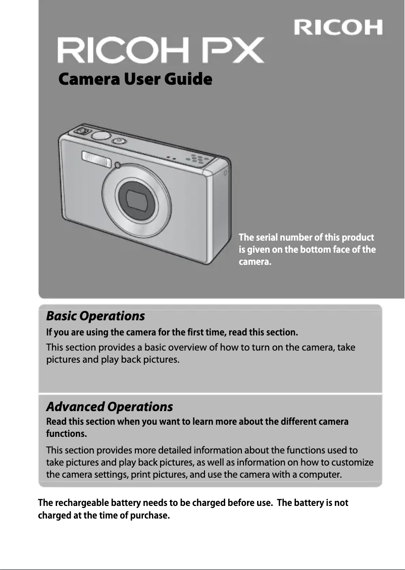 Page 1 de la notice Manuel utilisateur Ricoh PX