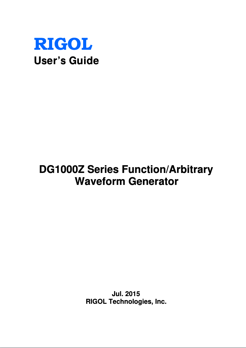 Page 1 de la notice Manuel utilisateur Rigol DG1032Z