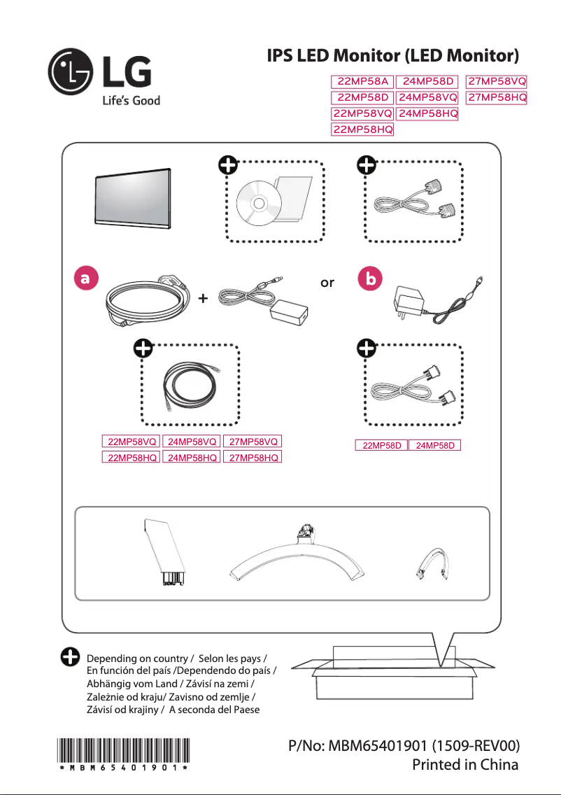 Página 1 del manual Guía de instalación LG 24MP58VQ