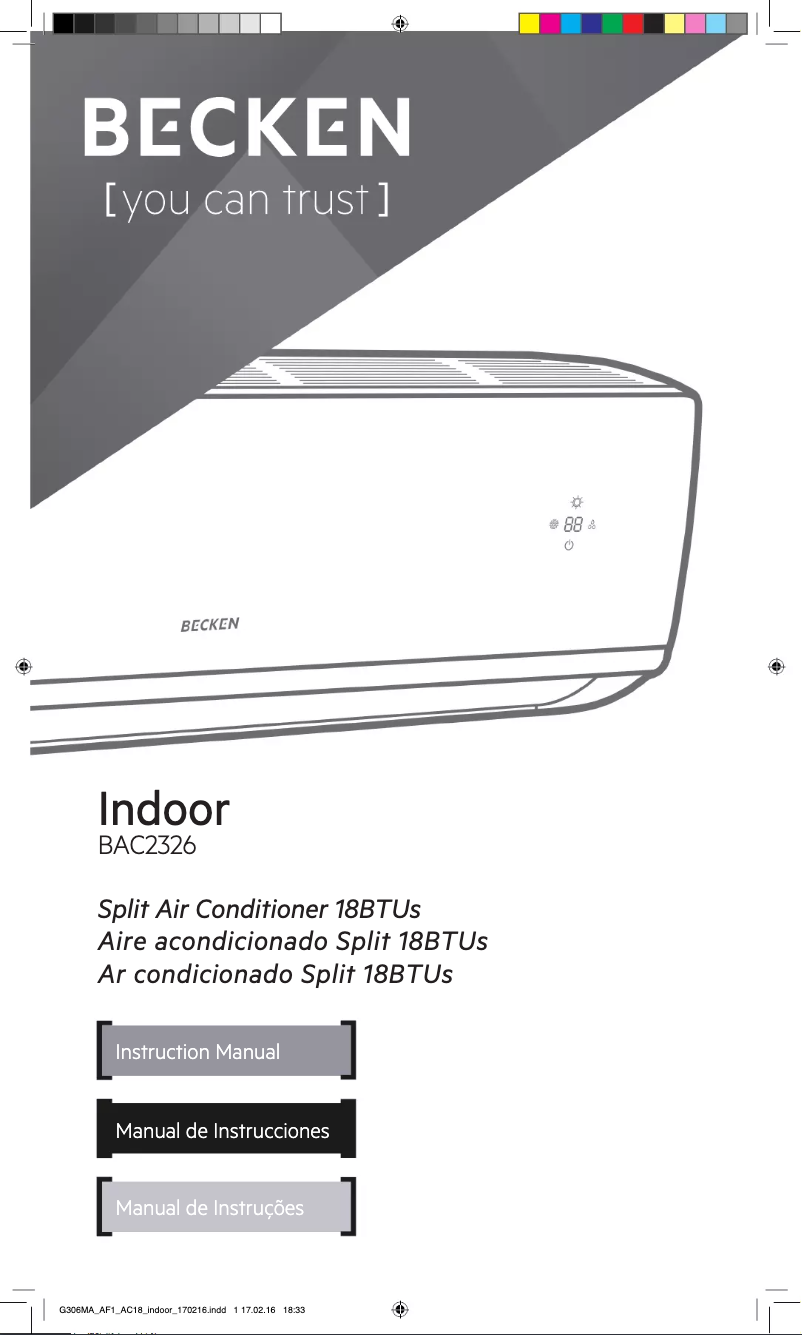 Page 1 de la notice Manuel utilisateur Becken BAC2326