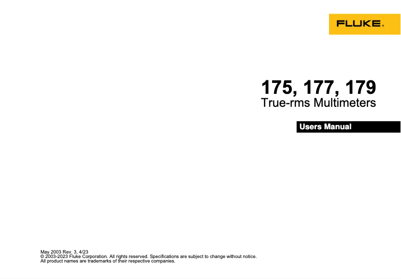 Page n°1 - Manuel utilisateur Fluke 179