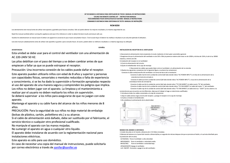 Page 1 de la notice Manuel utilisateur Orbegozo RCM 8250