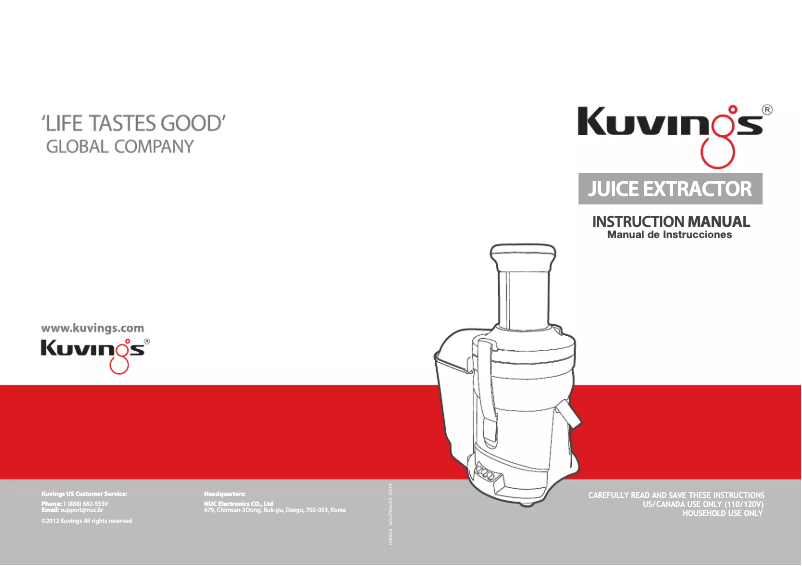 Page 1 de la notice Manuel utilisateur Kuvings NJ-9300U