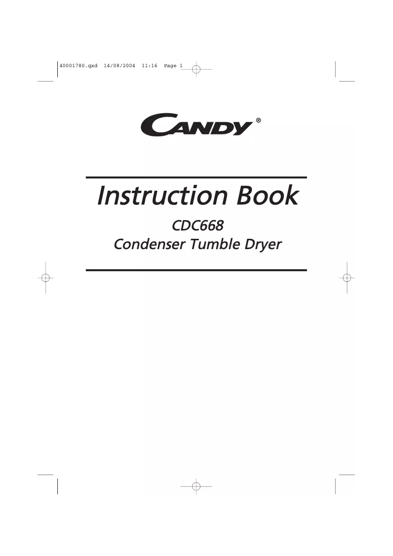 Page n°1 - Manuel utilisateur Candy CDC 668