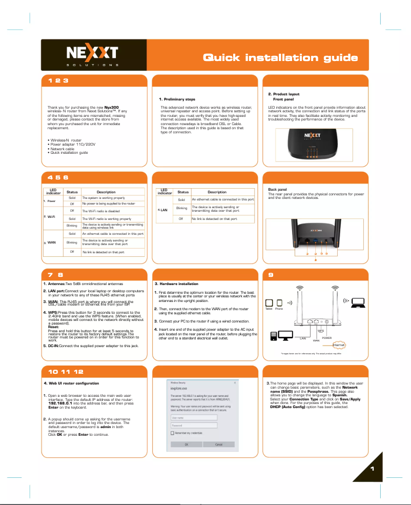 Page 1 de la notice Manuel utilisateur Nexxt Nyx300