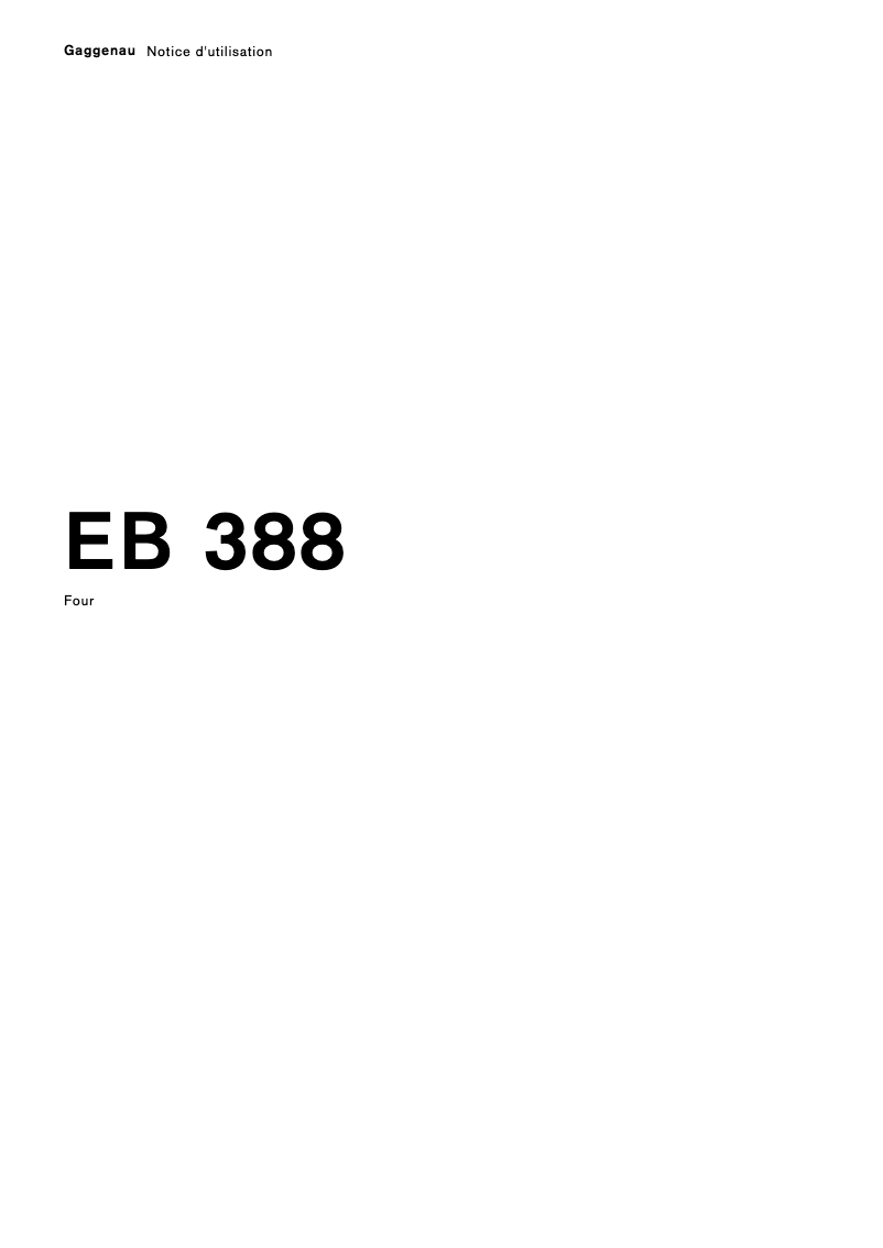 Page n°1 - Manuel utilisateur Gaggenau EB388111