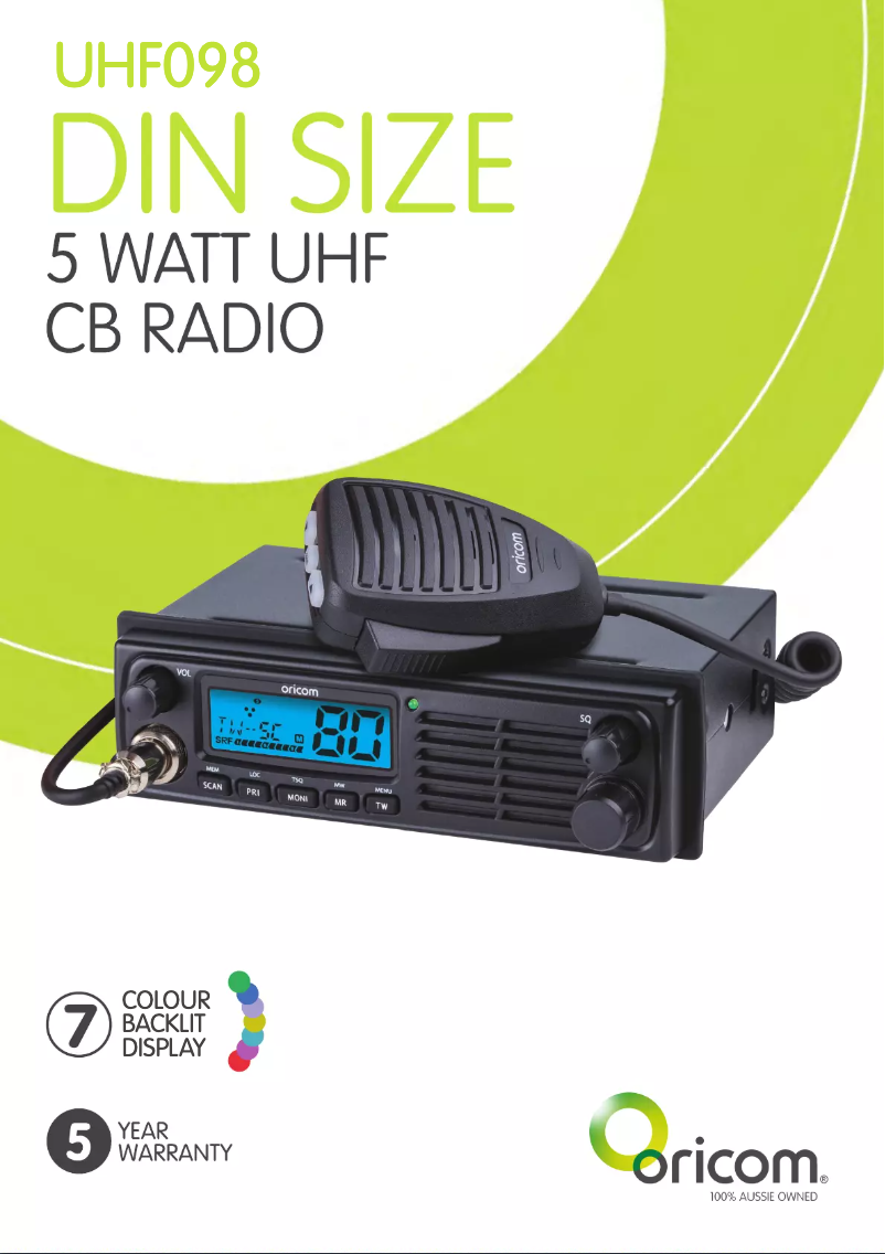 Page 1 de la notice Fiche technique Oricom UHF098