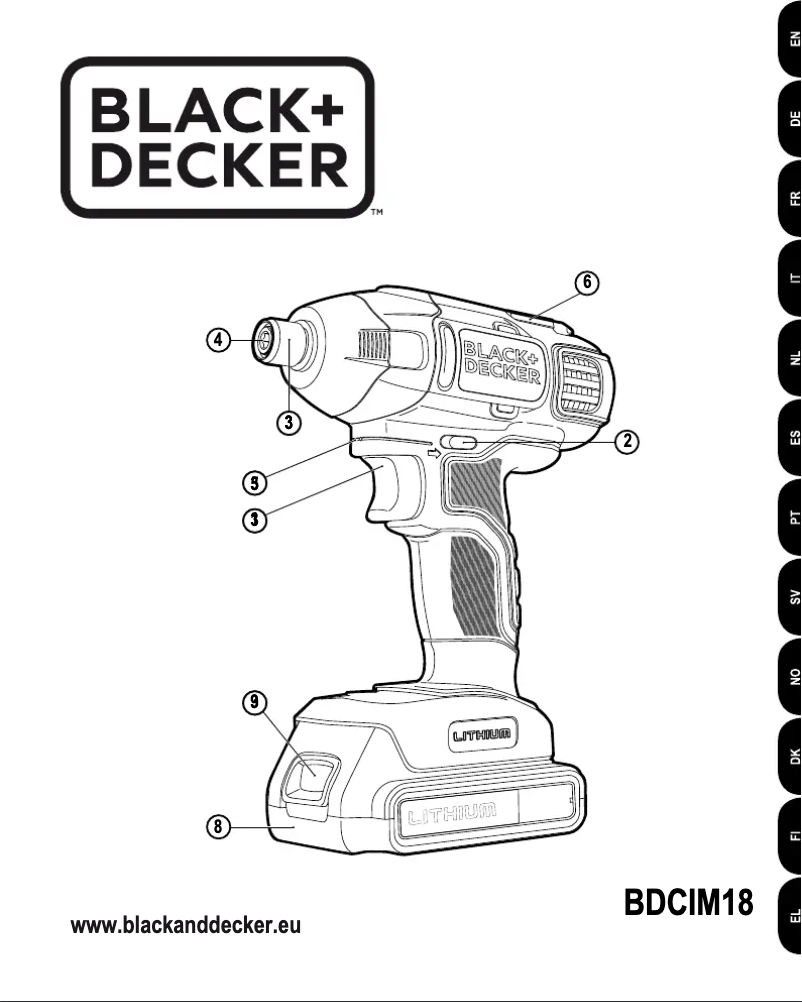 Page 1 de la notice Manuel utilisateur Black & Decker BDCIM18