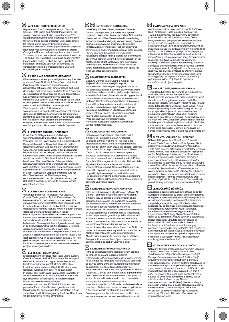 Page 1 de la notice Manuel utilisateur Electrolux E3RWAF01